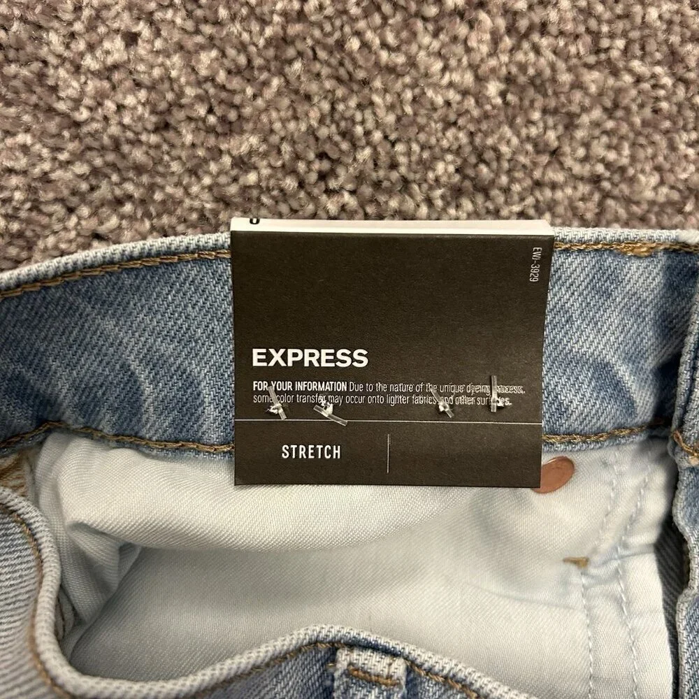 Express Women's Super High Waisted Jean Shorts Size 0 Light Wash Raw Hem NWT $68